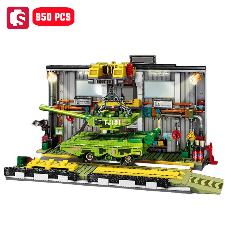 Sembo 950 stücke Haupt kampfpanzer Montagewerk Bausteine Kits Moc Militär Serie Auto Modell Ziegel Geburtstags geschenke Jungen Spielzeug Image