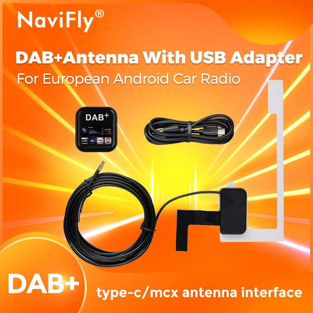 Navify-dab dongle dab antenne mit usb adapter typ-c/mcx antennen schnitts telle geeignet für europäische android auto radios Image