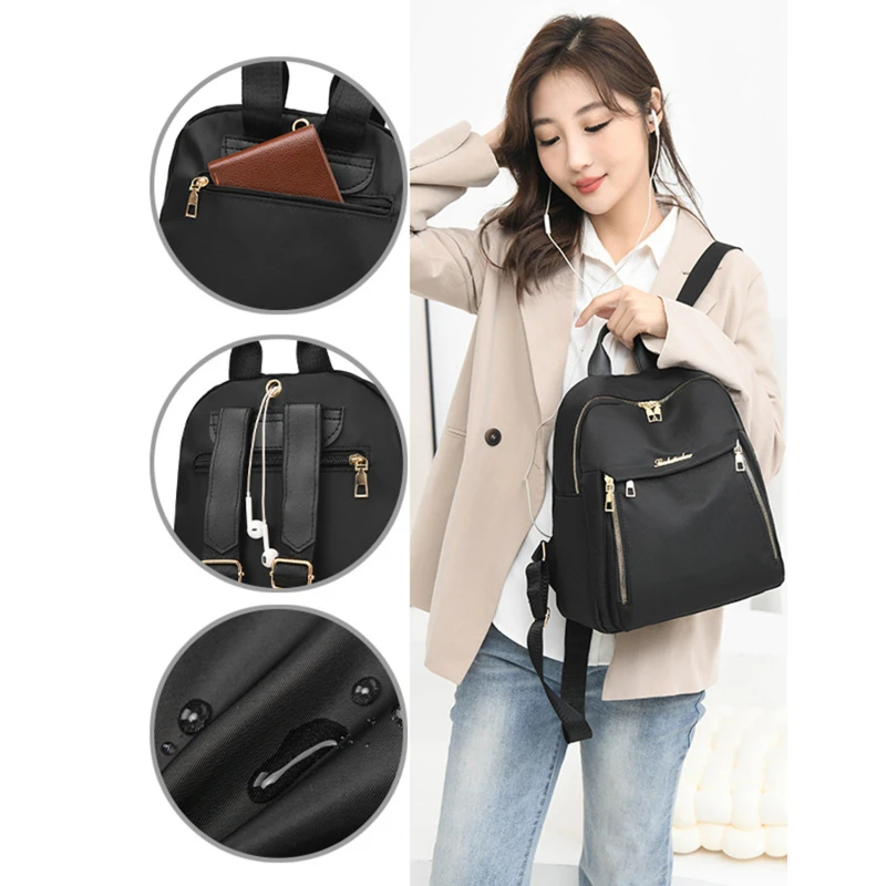 Frauen Rucksack Reise Casual Wasserdichte Oxford Schulter Taschen Weibliche Große Kapazität Handtasche Rucksack Schwarz Geldbörse Schule Pack