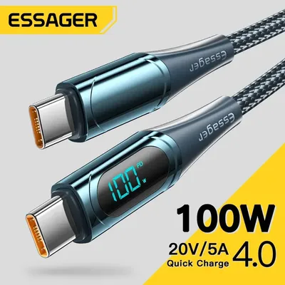 Essager usb zu typ c kabel c bis c 100w/5a pd schnell ladekabel kabel für macbook xiaomi samsung typ Image