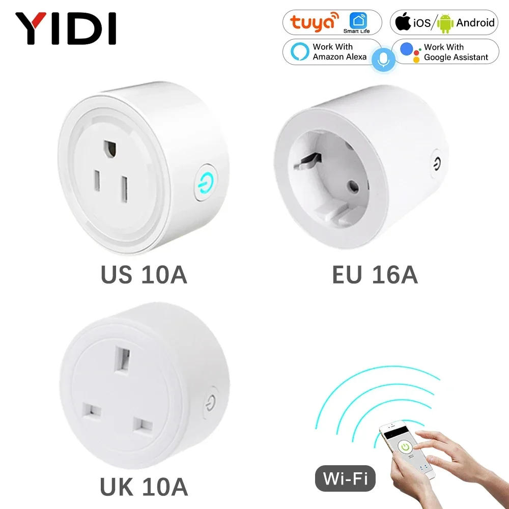 UK EU UNS Wifi Smart Steckdose Stecker Elektrische Wand Gsm Steckdose APP Fernbedienung Voice Control Tuya Smart Leben Alexa Google hause Image