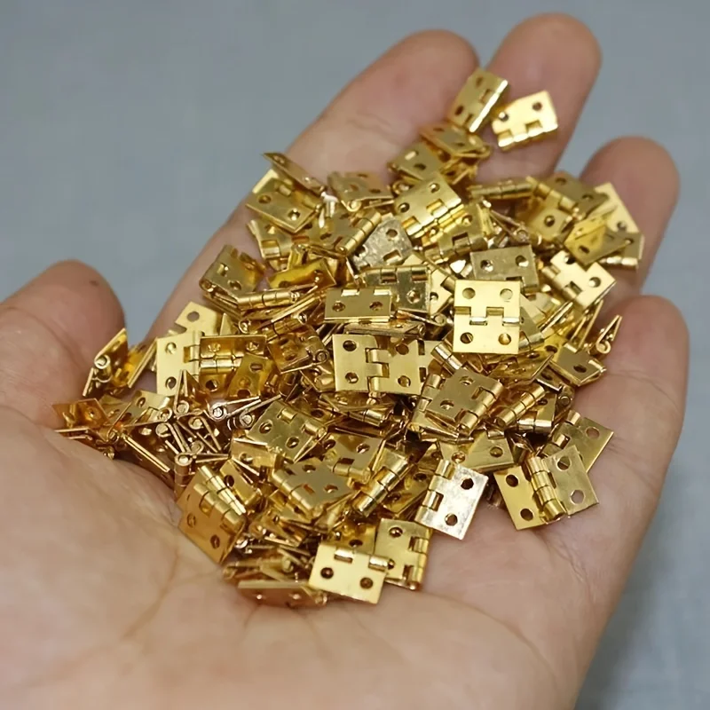 50 stücke mini scharniere retro scharniere mit für holzkiste, schmuck kiste box schrank diy zubehör, 8mm * 10mm klapp kolben Image