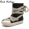 Rick Vintage Frauen und Männer High-Top-Ritter Stiefel dicke Schnürsenkel Freizeit schuhe Unisex Pentagramm Motorrad Stiefel Komfort Turnschuhe