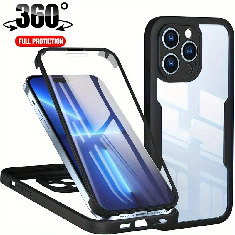 360-Grad-Ganzkörper-Handyhülle für iPhone 16 15 14 13 12 11 pro max 14 7 8 plus x xs max xr Abdeckung für iPhone 15 pro max Hüllen Image