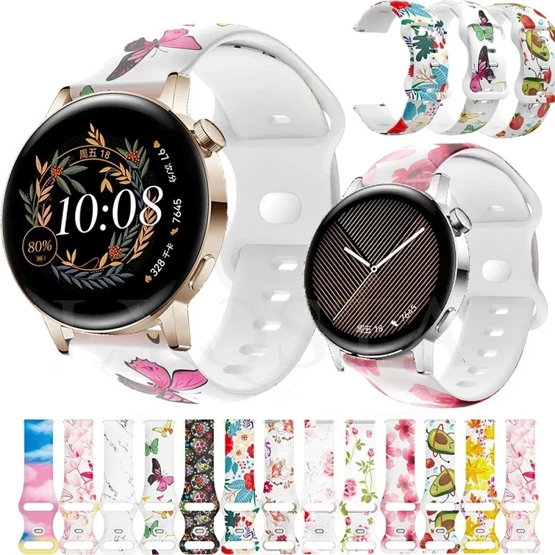 20mm Smart Print Armbänder für Huawei Uhr GT 2 GT3 42mm Silikon Armband GT 3 Pro 43mm/Honor Magic 2 Frau Ersatz Armband Image