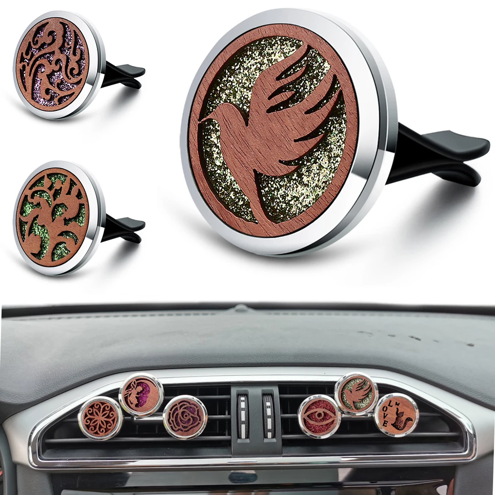 2024 Auto ätherisches Öl Diffusor Retro Holz Frieden Taube Stil Auto Lufter frischer dauerhafte aromatische Parfüm Medaillon Anhänger Schmuck Image
