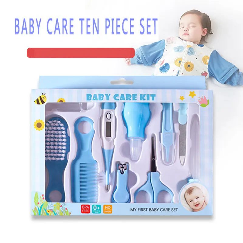 10 Teile/satz Baby Gesundheit Pflege Kit Kinder Nagel Haar Gesundheit Pflege Thermometer Pflege Pinsel Clipper Beißring Zahnbürste Baby Essentials Image