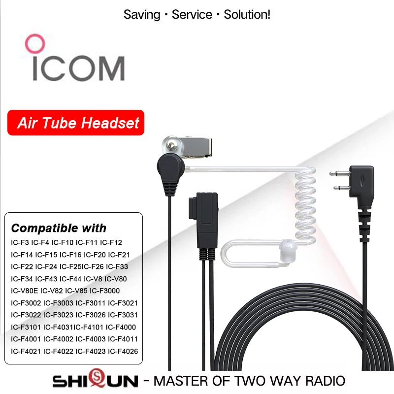 Ohrhörer für ICOM Two Way Radio IC-F14 Akustisches Headset für IC-F21 Walkie Talkie Air Tube Kopfhörer mit Mikrofon PTT IC-F3/H6 Radios Image