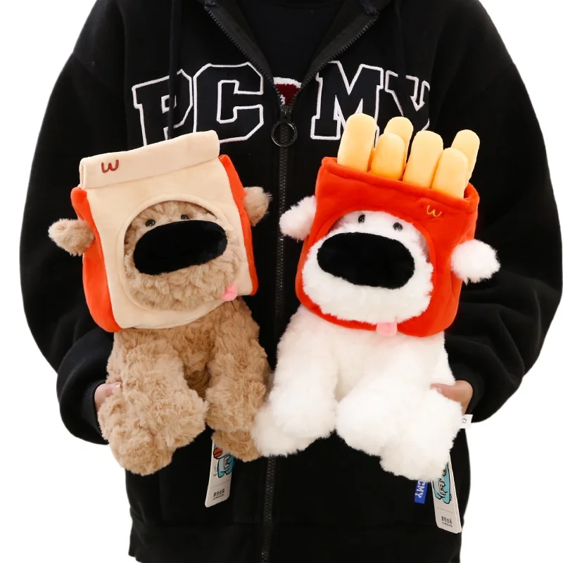 Große Nase Hund Plüschtier Französische Pommes Frites Welpen Hausschuhe Hüte Plüschtier Hundepuppen Geburtstag Party Dekoration Stofftier Geschenk Image