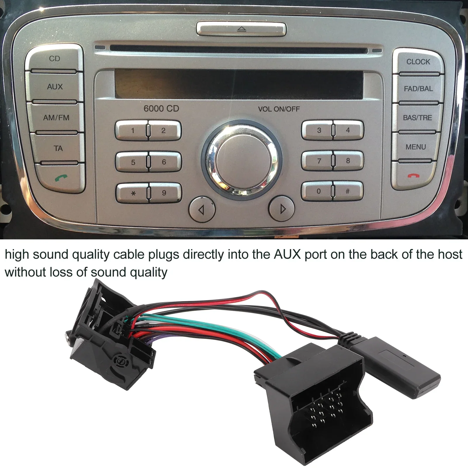 Bluetooth 5,0 Wireless Audio Adapter Aux im Kabel mit Mikrofon Ersatz für Ford Focus Mondeo Fiesta Fusion 6000cd Image