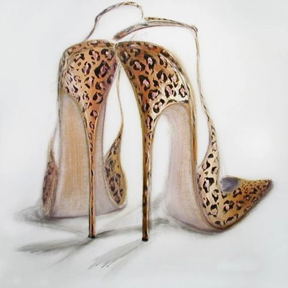 Leopard Print Spitz Sexy Pumps Slingback Sommer Super Stiletto High Heel Mode Frauen Schuhe 2024 Zapatos Para Mujere