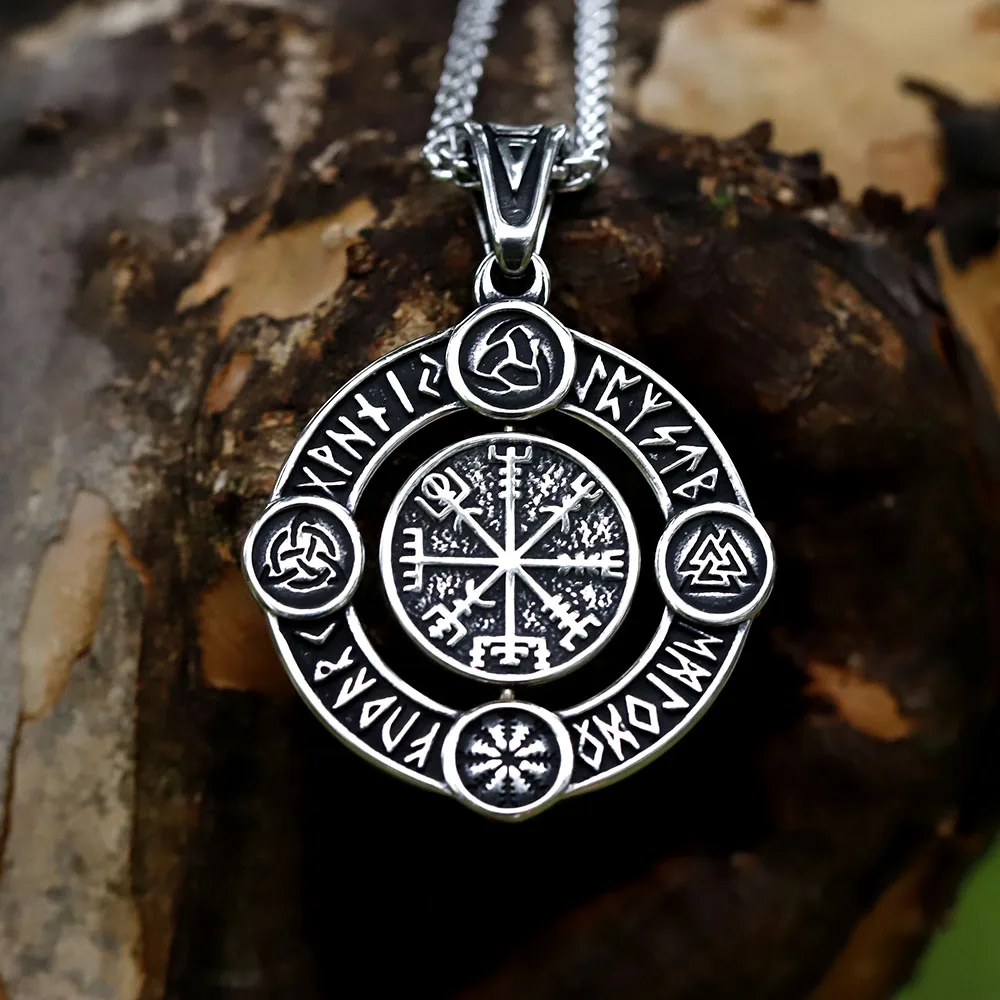 Herren 316L Edelstahl Vintage Runde Wikinger Keltischer Knoten Kreuz Anhänger Kette Halskette als Geschenk kostenloser Versand Image