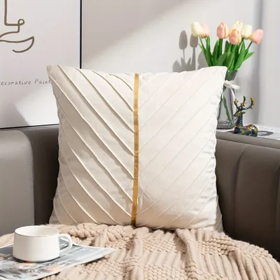 1 Stück, goldener samt geprägter quadratischer Kissen bezug-weiches und luxuriöses Kissen für Image