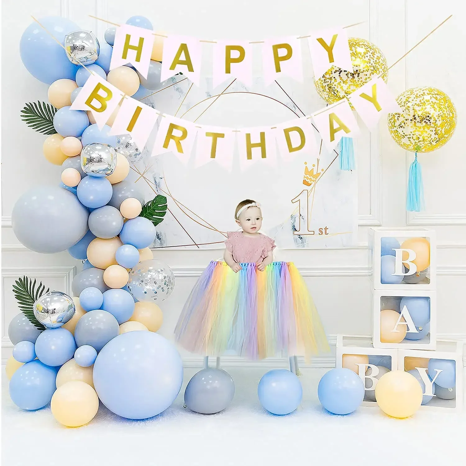 Hochstuhl Tutu Rock Hochzeit Event Schreibtisch Abdeckung Tüll Stuhl Rock Partyzubehör für Weihnachten Halloween Geburtstag Dekoration Image