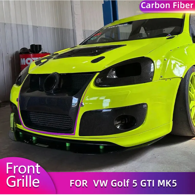 Kohlefaser-Auto-Frontstoßstangen-Nierengitter für Volkswagen VW Golf 5 GTI MK5 2D 2004–2007 Ersatz-Auto-Grills-Body-Kit FRP Image