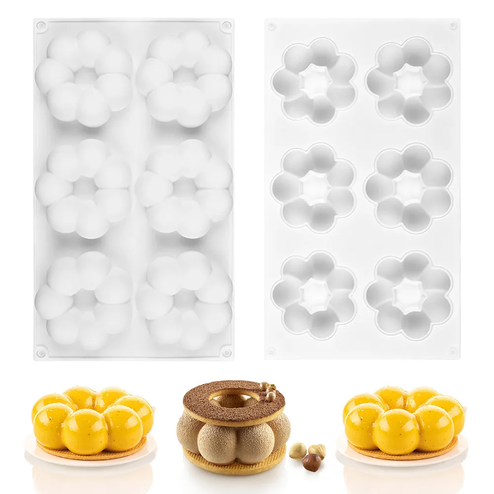 6 Kavität Blume Silikon Kuchen form Mousse Chiffon Brownie Gebäck Backformen Dessert Kuchen Dekoration Werkzeuge Image