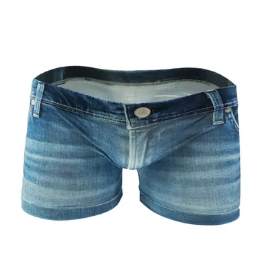 Sexy Big Pouch Ice Silk 3D Fake Jeans Bedruckte Boxershorts und Unterhosen Unterwäsche Boxer Mann Pack Slips Höschen Image