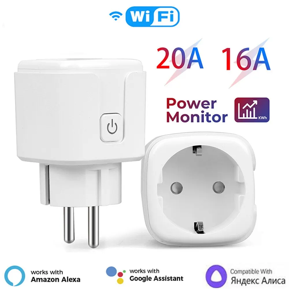 Smart Plug WiFi-Steckdose EU 16A/20A mit Power Monitoring Timing-Funktion funktioniert mit Alexa, Google Home, Alice, SmartThimg Image