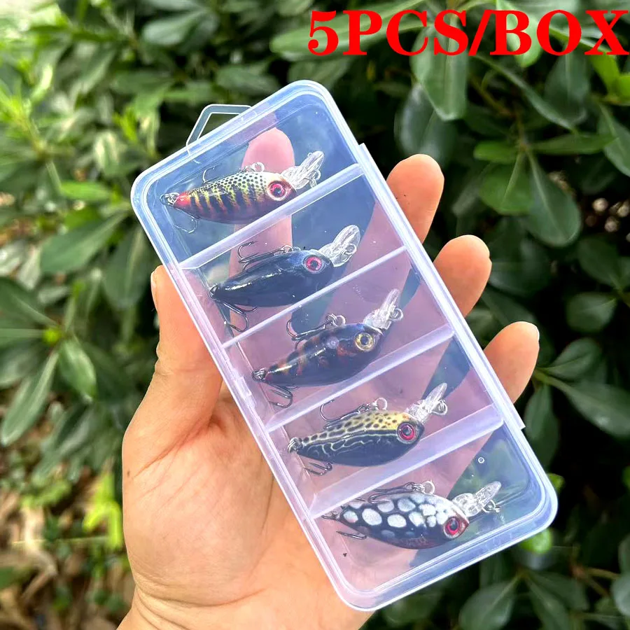 5 teile/schachtel Bionic Kurbel Köder Set realistische Köder mit Hochleistungs-Drillings haken langlebige Süßwasser Salzwasser Angeln Zubehör Image