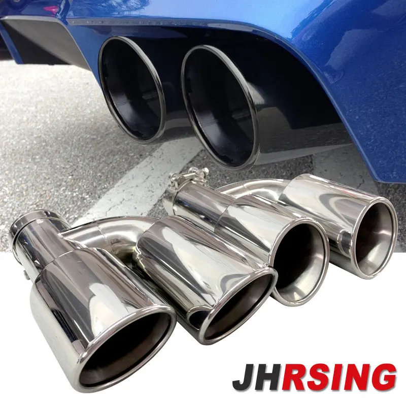 1 Stücke Auto Universal Auspuff h Typ Dual Tipps 304 Edelstahl Endrohre Für Schalldämpfer Ändern Düse Dekorieren Image