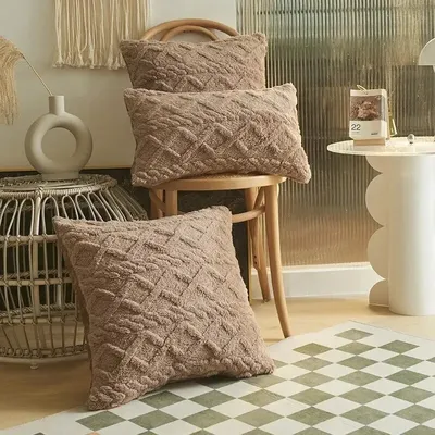Twist KnittingPlush Kissenbezug Vintage Strickkissenbezug Einfaches Kissen Plüsch Kissenbezug Image