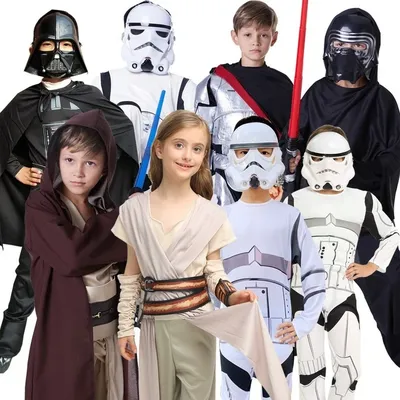 Erwachsene und Kinder Halloween Star Wars Cosplay Kostüm kinder Schwarz Krieger Darth Vader Kleidung Image