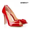 Elegante Damenschuhe Peep Toe High Heels Pumps & Stilettos Damen Abends chuh Lack leder nackt rot schwarz Unterstützung angepasst