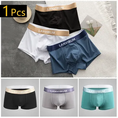 Eis Porzellan Baumwolle Herren Unterwäsche bequeme mittlere Taille 5a anti bakterielle atmungsaktive Herren flache Eck hose la678 Image