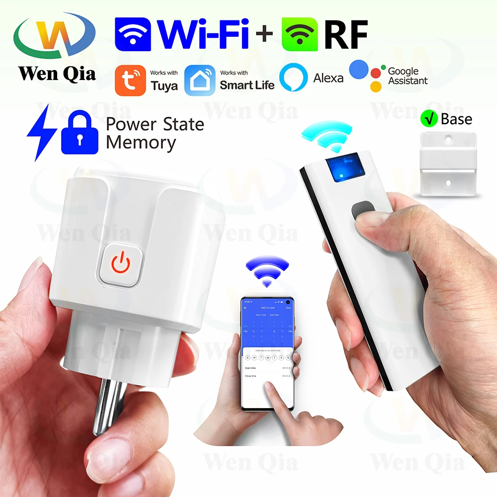 Tuya Smart Socket EU FR 16A WiFi und RF Smart Plug mit Stromüberwachung, unterstützt Power State Memory, funktioniert mit Alexa Google Home Image