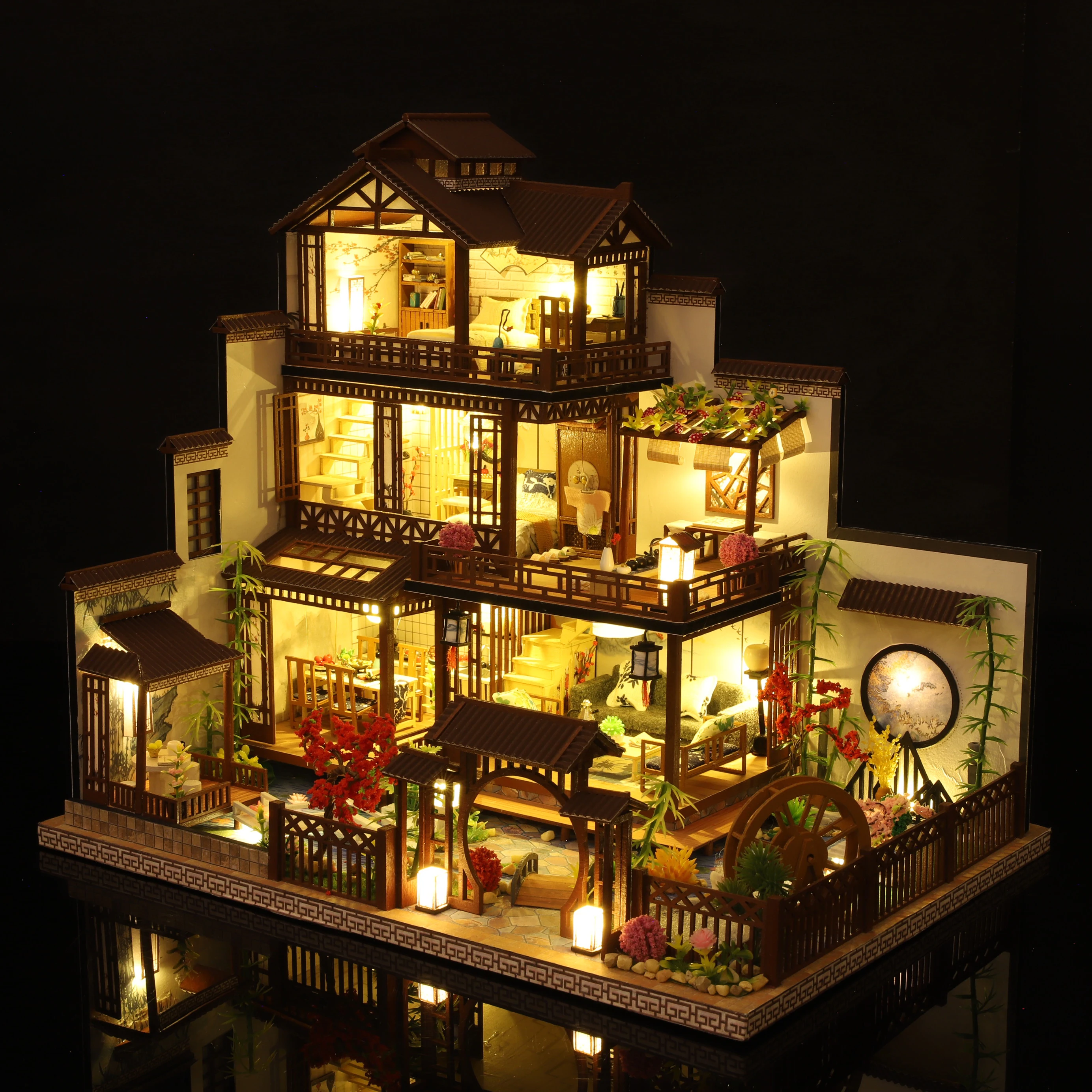 Neue Diy Holz Puppenhaus Kit Miniatur Mit Möbel Led Licht Casa Große Chinesische Stil Villa Puppenhaus Spielzeug Für Erwachsene geschenk