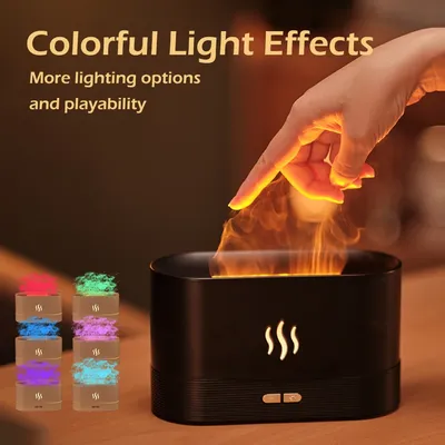 Aroma Diffusor Luftbefeuchter Ultraschall Cool Mist Maker mit LED-Beleuchtung Simulation bunte Flamme Duftmaschine