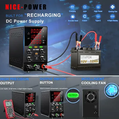 Nice-Power Batterie Ladebank Labor DC Netzteil 30V 10a 24V 12V einstellbare spannungs stabilisierte Labor Power Banks