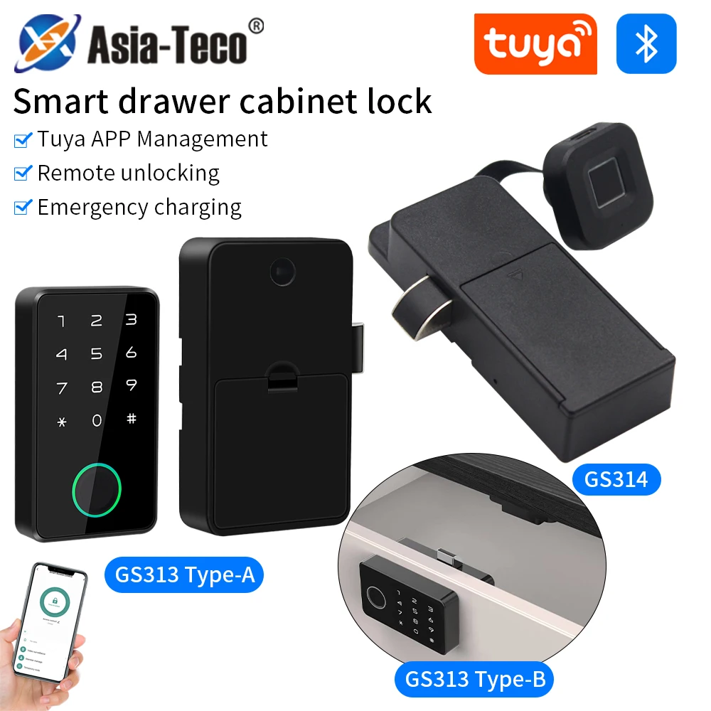 Tuya APP Fingerprint Smart Schublade Schrank Unsichtbare Sperre Ic Karte Entsperren Schrank Möbel Elektronische Keyless Sensor Lock Image