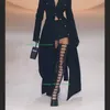 Dame Punk Mary Jane Plattform Oberschenkel Stiefel T Zeigen Party Sexy PU Stiefel Chunky Ferse Hohl Design Über die Knie stiefel Große Größe 46