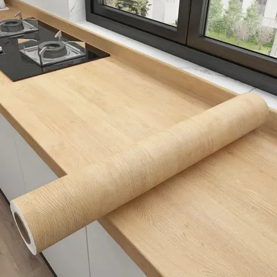 PVC öl beständige Marmor Holzmaserung Aufkleber selbst klebende Tapete für Küchen arbeits platte Image