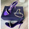 Edelsteine Kette lila elegante Sandalen Frauen bling Satin High Heels Schuhe Damen Sommer Luxus Trend Open Toe Knöchel riemen Sandale