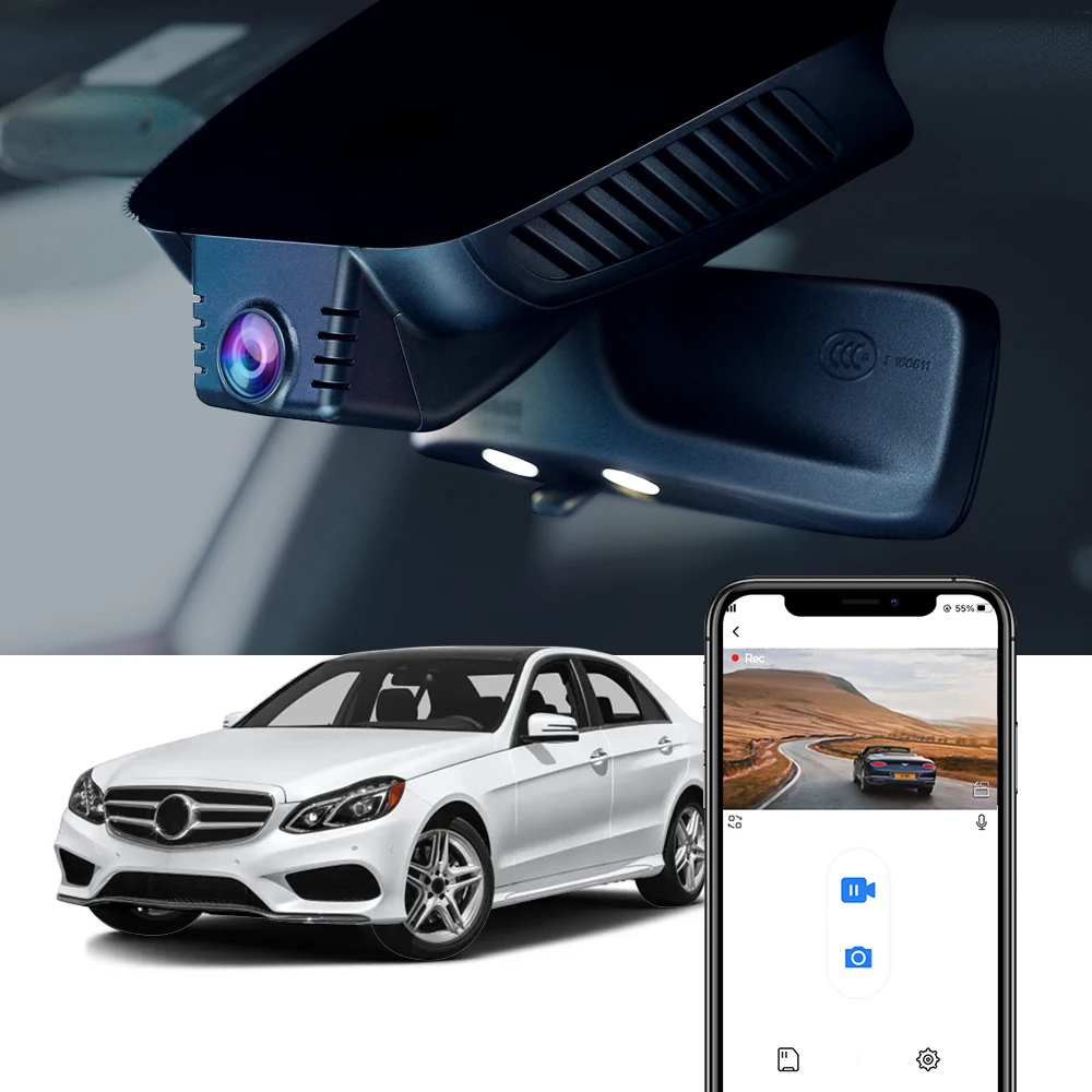 4K 2160P Auto DVR für Mercedes Benz E Klasse W212 2010 2011 2012 2013 2014 2015 2016, Fitcamx Dash Cam WIFI Steuerung durch APP Image
