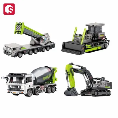 Sembo Konstruktionen Engineering Fahrzeug Montage Bausteine Moc Bagger Kran Mischer LKW Modelle Kinder Spielzeug Jungen Geschenke Image