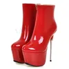 LAIGZEM MODE Frauen Ankle Booties Wasserdichte Metall Stiletto Ferse Zip Glänzenden Stiefel Winter Schuhe Botines Mujer Große Größe 33- 43
