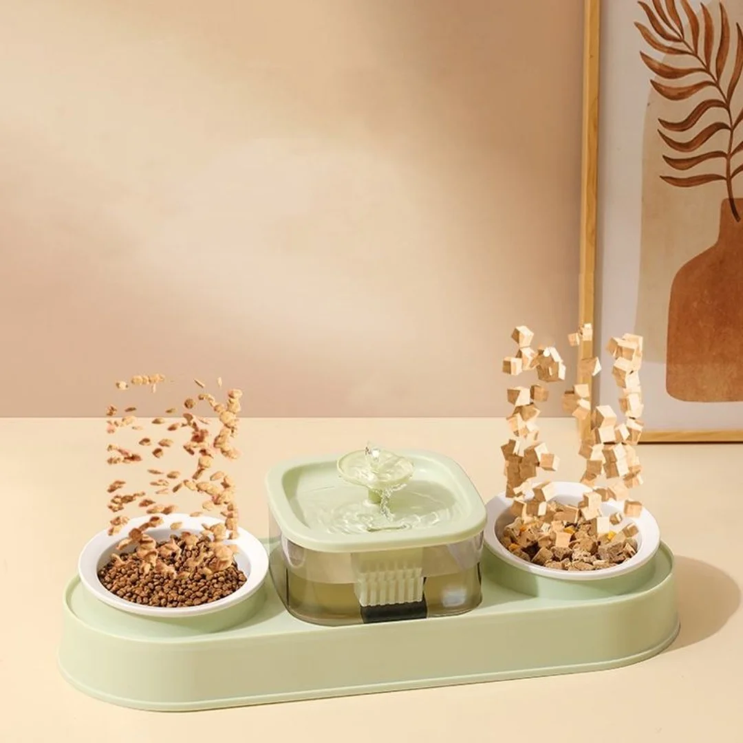 Futternäpfe für Katzen und Wasserspender mit automatischem Wasserspender. Abnehmbarer Futternapf für Doppelhunde und Katzen