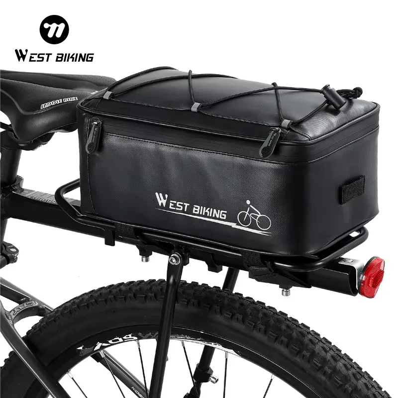 WEST BIKING Fahrrad-Rücksitztasche, 4 l, großes Fassungsvermögen, reflektierend, wasserdicht, Fahrradträgertasche mit Regenschutz, MTB, Rennrad-Zubehör Image