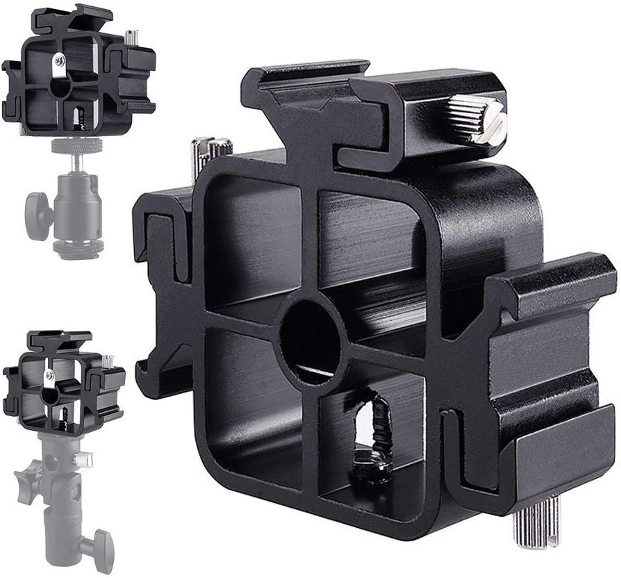 3 dreifache kalte Schuh halterung mit Kugelkopf adapter Telefon halter Fotografie Regenschirm halter für LED-Monitore Telefon Image