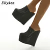 Eilyken Plattform Keil Runde Kopf Hausschuhe Sommer Schuhe Frau Sexy Super Hohe Sandale Schwarz Pumps Größe 35-42