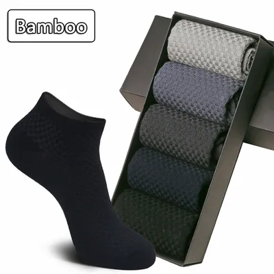 5 Paare/los Männer Socken Bambus Faser Kurze Ankle Socken Hohe Qualität Sommer Winter Business Atmungsaktiv Männlichen Kurzen Socke Meias Mann sox