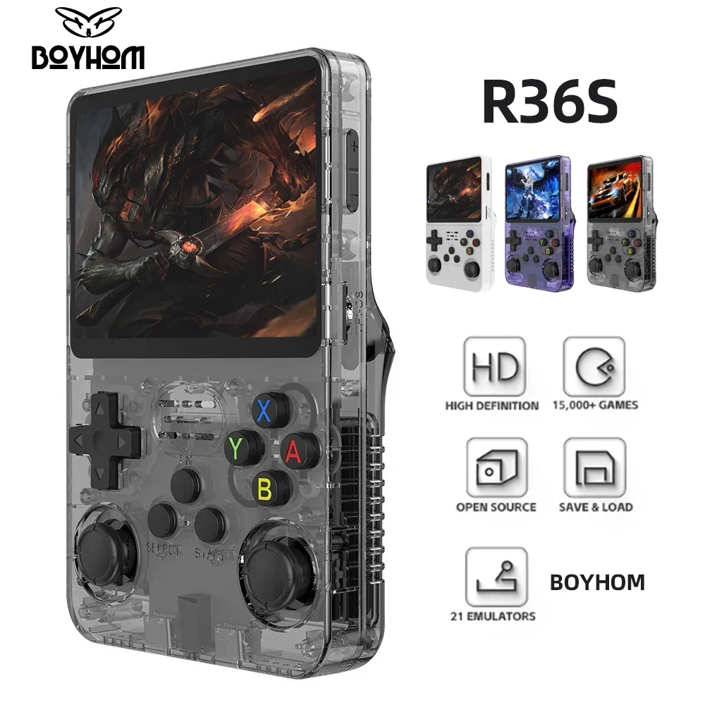128G R36S Retro Handheld Videospielkonsole Linux System 3,5 Zoll IPS Bildschirm R35s Pro Tragbarer Taschenvideoplayer 64GB Spiele Image