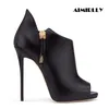Schuhe Frau Trend Peep Toe High Heels Stiefeletten weibliche Damen elegante Booites maßge schneiderte Abend party Schuhe schwarzen Reiß verschluss