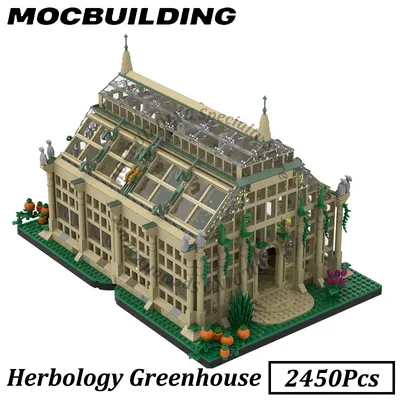 Stadt Schloss Pflanze Kräuterkunde Gewächshaus Modell MOC Baustein DIY Ziegel Display Bau Spielzeug Geschenk Geburtstag Weihnachten Image