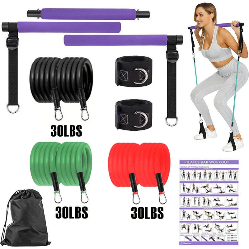 Widerstands band tragbarer Pilates-Stick für Heim fitness, Ganzkörper training, Brust vergrößerung, Rücken training und Körper dehnung