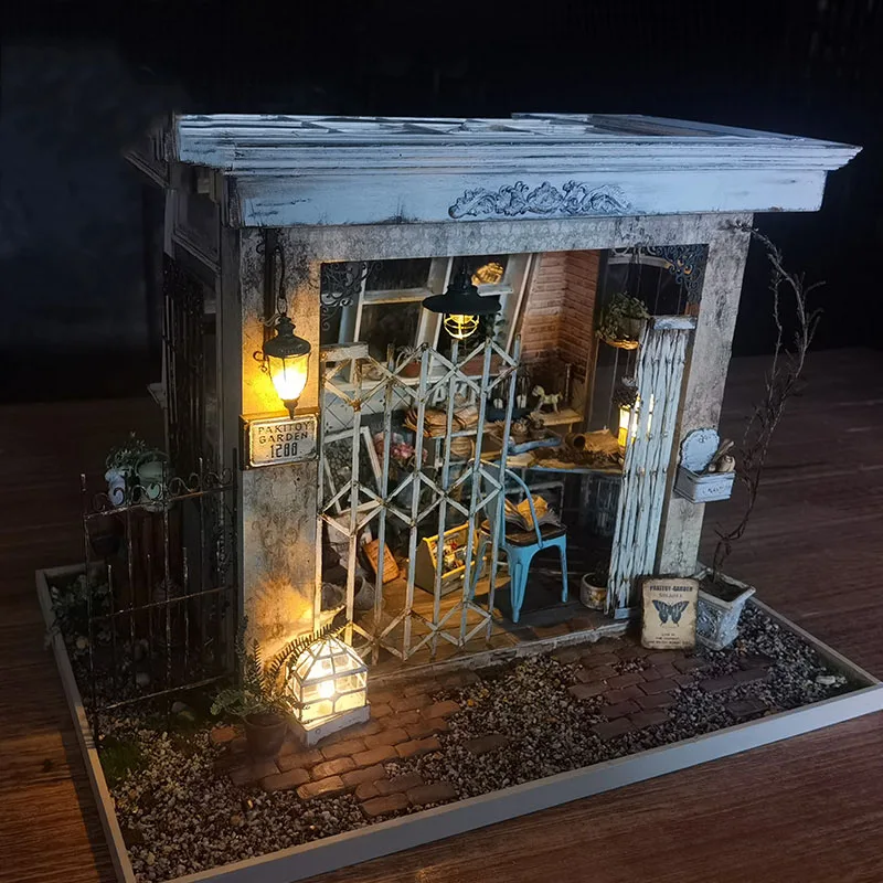 Neue DIY Holz Puppenhaus Irish Cottage Miniatur Möbel Mit LED Licht Kits Montieren Spielzeug Kinder Erwachsene Geburtstag Geschenk Casa