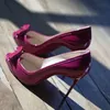 Lila Bogen Knoten Peep Toe Pumps Stilettos High Heels Schuhe für Frauen Lack leder elegante sexy Schuhe 2024 Zapatos Para Mujere